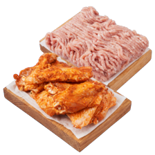 Kip kalkoen gehakt of kipkluifjes gekruid